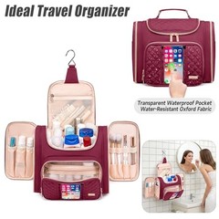 Tealari Large Toiletry Bag for Women Men,Bathroom Bag,Water Resistant Wine Red