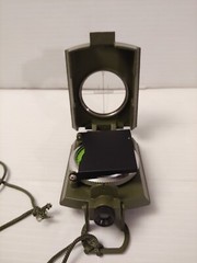 Vintage Military Transit Compass With Original Carrying Case. Color Olive Drab