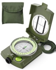 Durable Lightweight Orienteering Compass with Strap & Case – Glow in Dark, Water