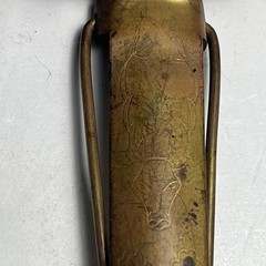 Vintage German Brass Pin to Coat Hunting Compass w/ Engraved Stag & Oak Leaves