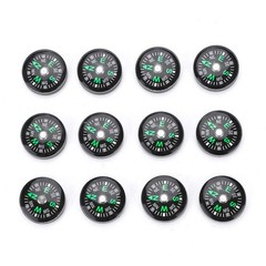 Pocket Compass, 20mm 12pcs Mini Oil Filled Compass for Hiking black