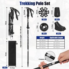 2 Pieces Hiking Poles Folding, Trekking Poles Aluminium, Adjustable 110130cm,…