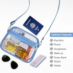 Clear Bag for Stadium Events Clear Sports Fan Handbags Purses Large Sky Blue
