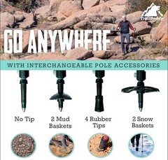 Trail Buddy Ultra-Strong Aluminum & Cork Trekking Poles- Black New In Pack
