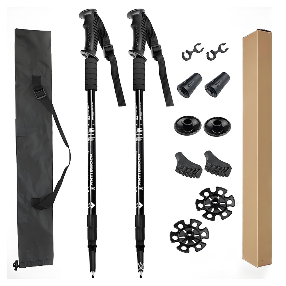 Folding Hiking Poles – 2-Piece Adjustable Trekking Poles, Lightweight Collaps…