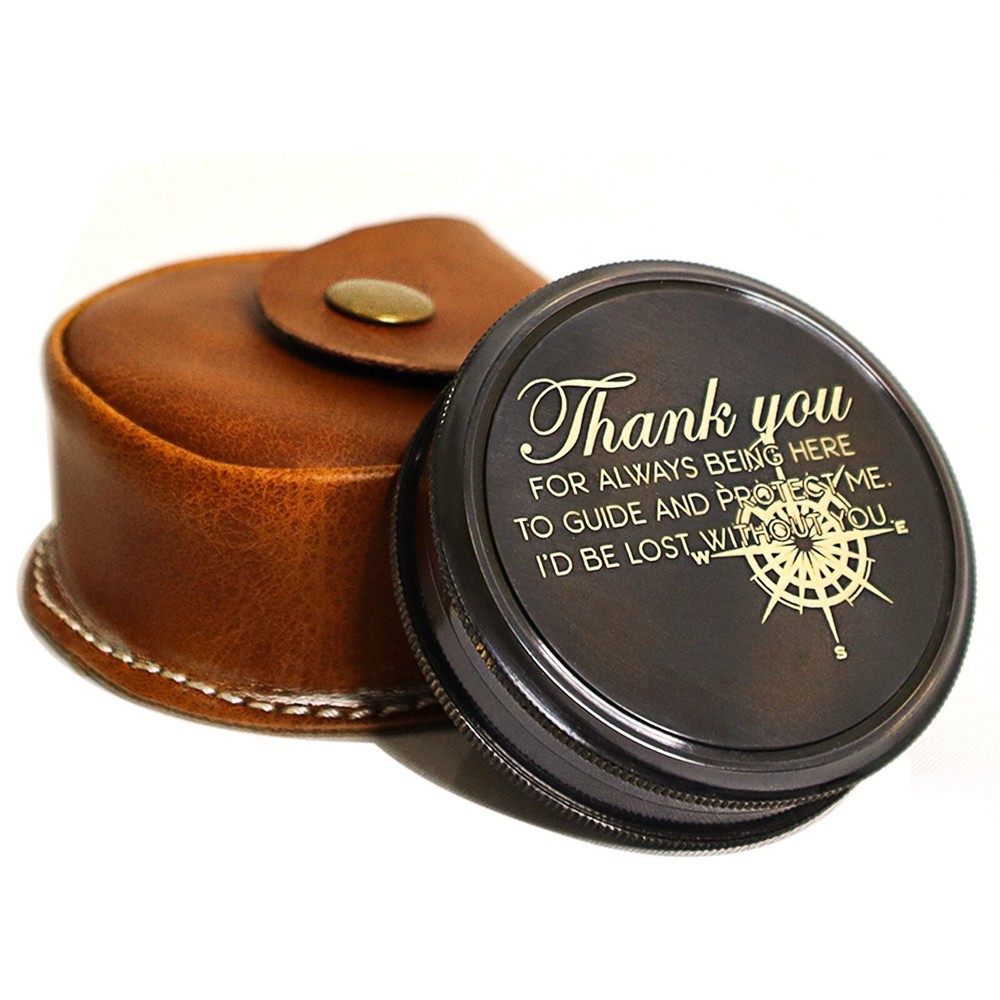Brass Poem Compass With Leather Case Engrave Quote Gift Special Someone Xmas