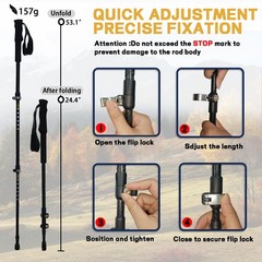 Carbon Fiber Trekking Poles 2 Pcs Ultra Lightweight Telescopic Collapsible Hi…