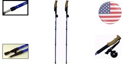 Lightweight Adjustable HP5 Anti-Shock Hiking Poles with Compass & Snow Disk