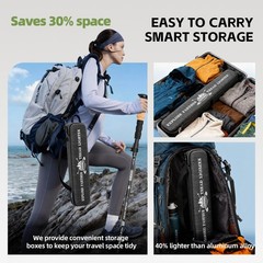 Adjustable Carbon Fiber Trekking Poles 2 PCS Collapsible Walking Sticks Baskets