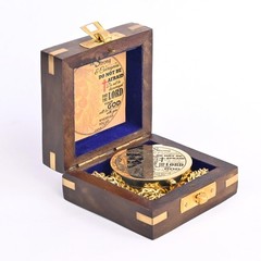 Brass Compass Engraved Religious Scripture Joshua 19 Baptism Wood Box Gift