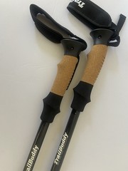 New – TrailBuddy Trekking Poles Black Aluminum – Cork Handle – 105 to 135cm