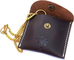 Brass Push Open Compass On Chain With Leather Case Pocket Handmade Compass Gift