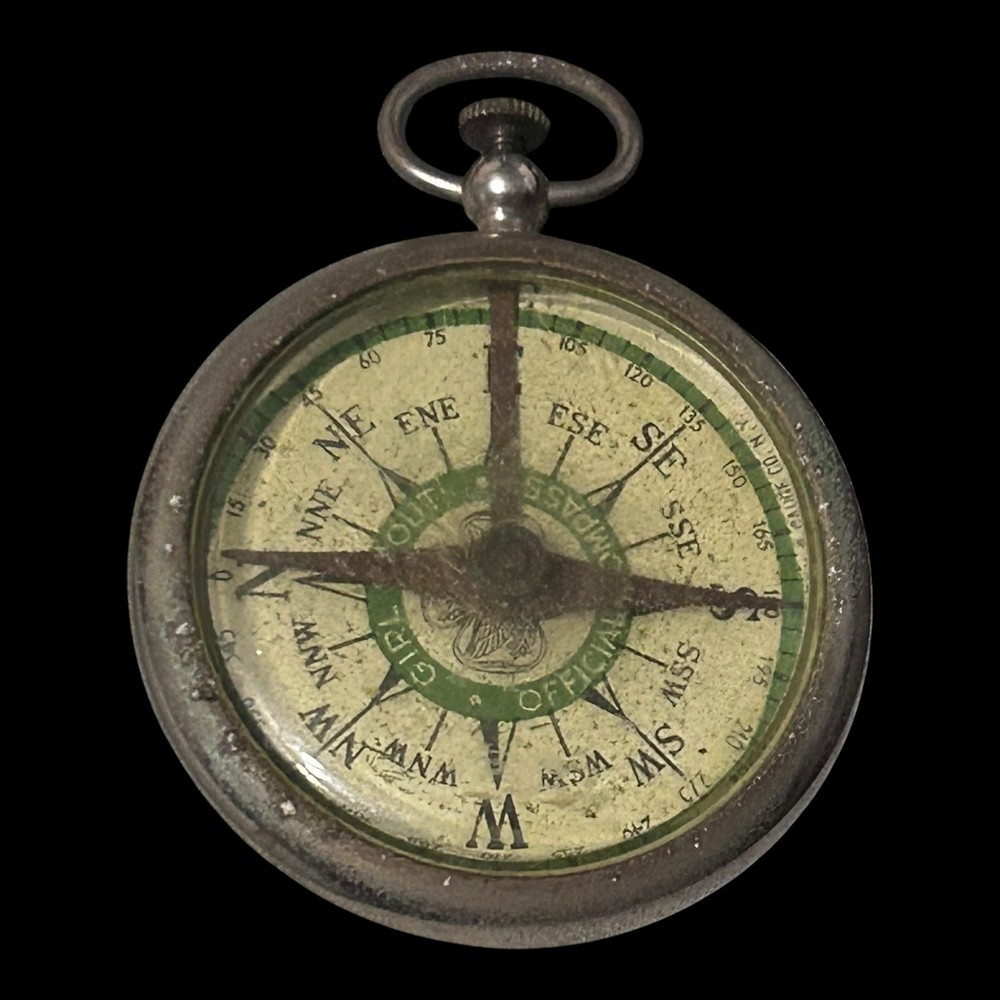 “GIRL SCOUT” Official Compass” – White Green Face