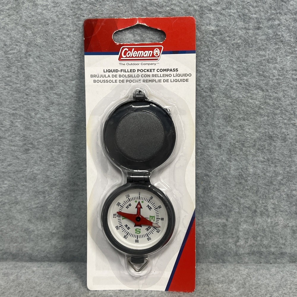 Coleman Liquid Filled Pocket Compass – Luminous Hiking Outdoors Durable- NIP