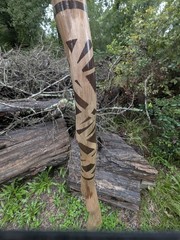 Handcrafted 56″ Post Oak Hiking Staff Wood Walking Stick Custom Art