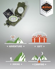AOFAR Military Compass AF-4074 Sighting OutdoorCamping Hiking Survival Marching