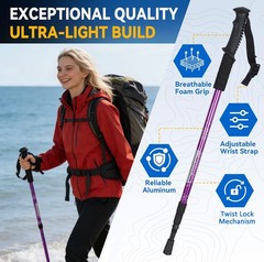 1 Pair Trekking Poles Walking Hiking Sticks Anti-shock Adjustable Alpenstock