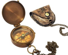 Brass Compass Nautical Pocket Backpacking Compass Leather Case Vintage Campin…