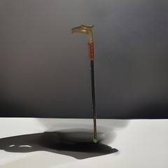 VINTAGE BRASS EAGLE HEAD WALKING CANE HANDLE WITH WOODEN STICK 36” TALL