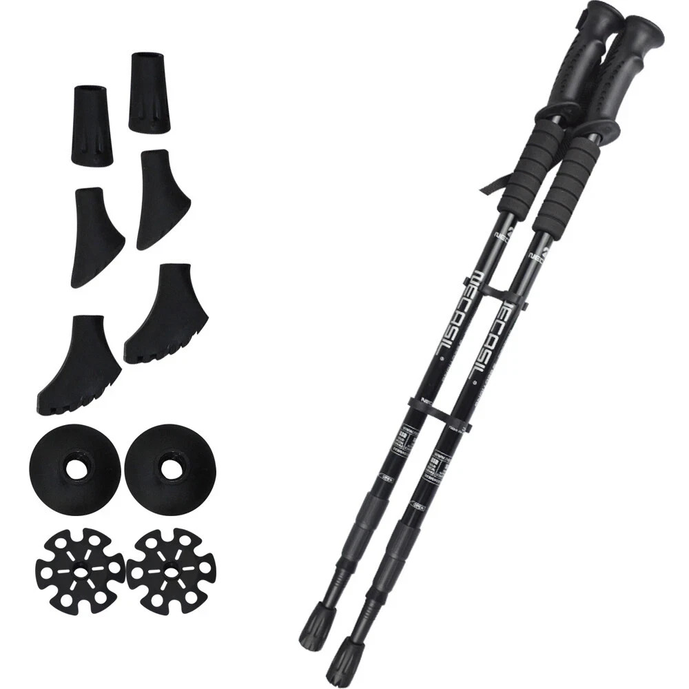 Pair of 2 Trekking Poles Walking Hiking Sticks Anti-shock Adjustable Alpenstock