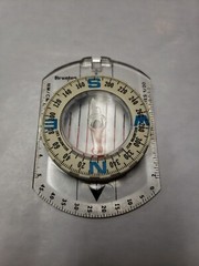 Vintage BRUNTON USA Compass 1991 Clear Blue Letters White No Batteries Needed