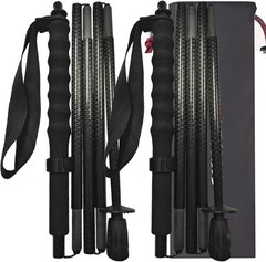 5-Section Carbon Fiber Trekking Poles, Lightweight and Durable 2-Pack, Foldable,