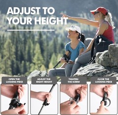 Trekking Hiking Pole Aluminum/Fiberglass/Bamboo Quick adjustable Lock 1 pair