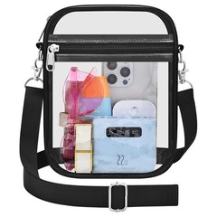 Clear Stadium Bag 12×12×6 Policy Compliant Transparent Crossbody Small Black