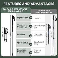 Trekking Poles Collapsible Hiking Poles – 2 Pack Aluminum Hiking Sticks, Ligh…
