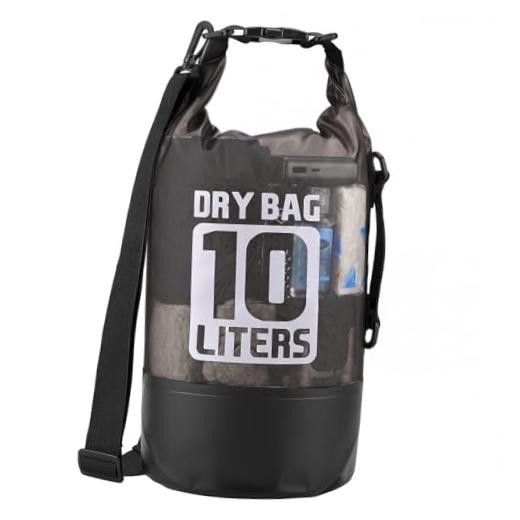 Dry Bag Waterproof for Men Women, 10L Lightweight Roll Top Dry Bag Gray