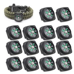 25Pcs/Pack Black Survival Bracelet Compass Umbrella Rope Accessories Outdoor