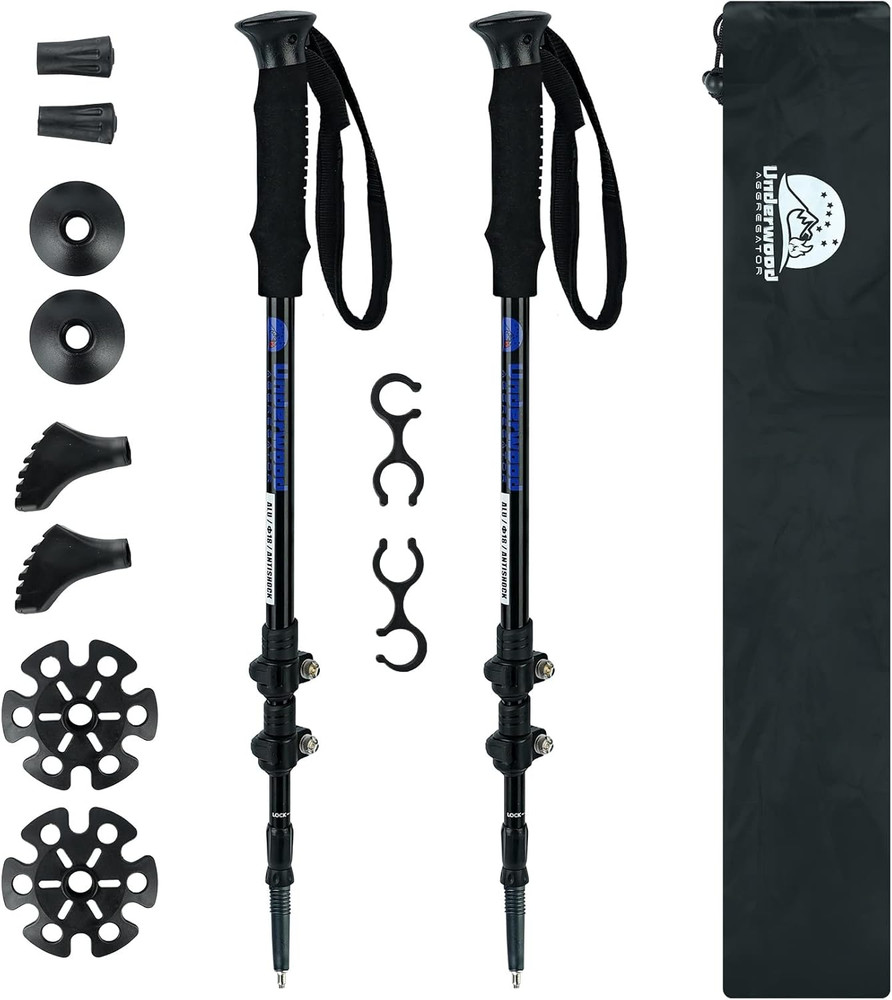 Trekking Poles Collapsible Hiking Poles – 2 Pack Adjustable Aluminum Hiking Stic