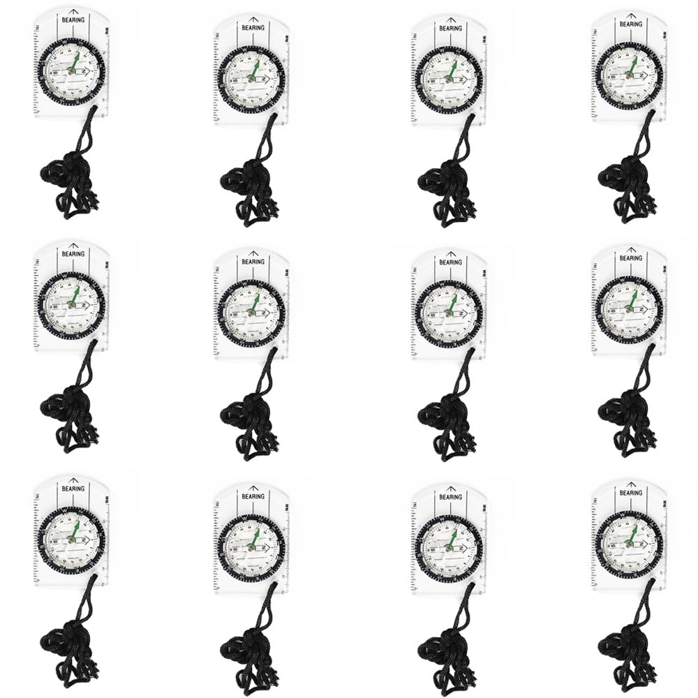 BOSOIRSOU 12pcs Orienteering Compass Set – Waterproof, Map for 12 pcs