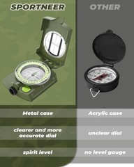 Accurate Lightweight Orienteering Compass with Strap & Case, Glow in Dark, Water
