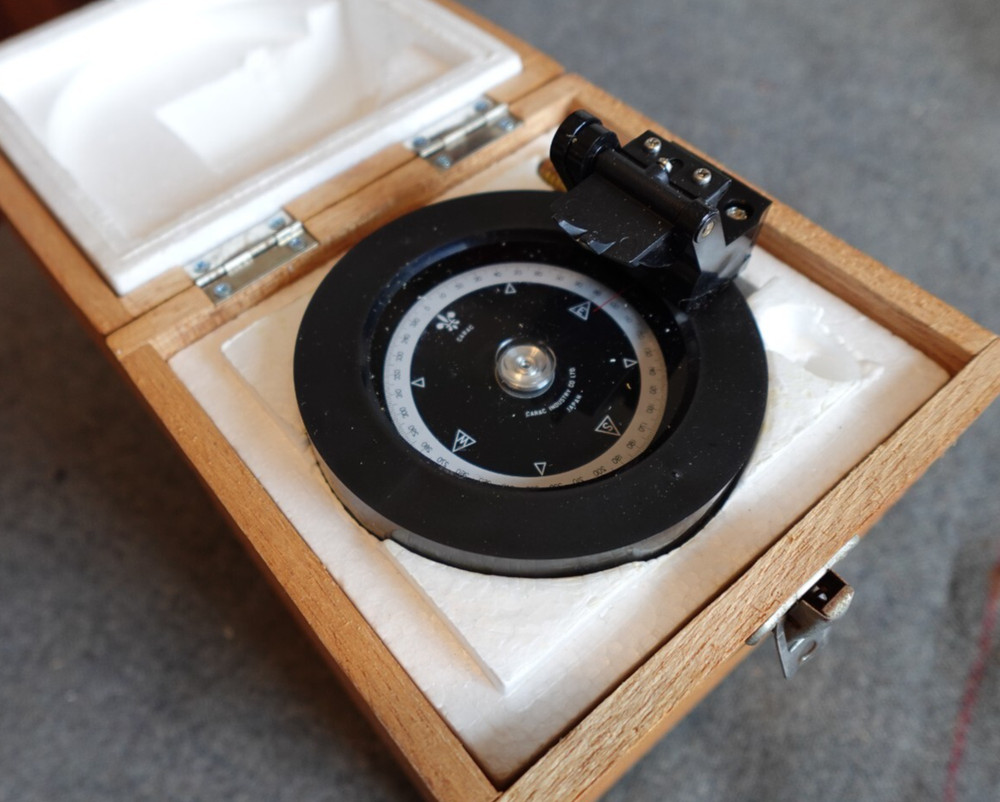 Handheld Compass Alidade by CARAC Industry Co. Ltd. Japan with wood box