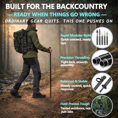 Aluminum Tactical Hiking Stick, 8-Section Adjustable Walking Staff with Acces…