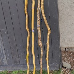 Handcrafted Wood Hiking Walking Stick Lot of 4 Brown/Yellow Unisex Adults