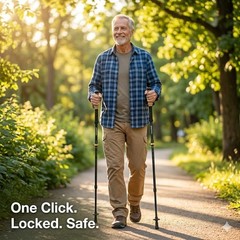 Trekking Poles for Seniors, 2 Pack Flip-Lock Adjustable Walking Sticks, 240g