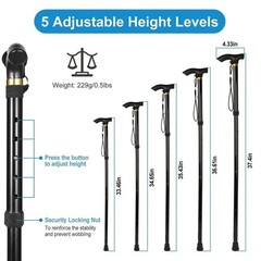 Hiking Pole Folding Long-distance Journey Climbing Mountains Walking Stick Black