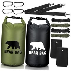 2 Sets Bear Food Bag for Camping Ultralight Food Bag Hanging 20l Black, Green