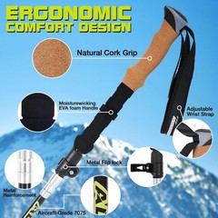 Collapsible Trekking Poles for Hiking-Lightweight Adjustable Walking Sticks with