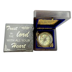 Bible Verse Brass Compass – “Trust in The Lord with All Your Heart” (Proverbs…