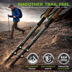 3K Carbon Fiber Trekking Poles (210g) – Pair of Ultralight Hiking Poles with …