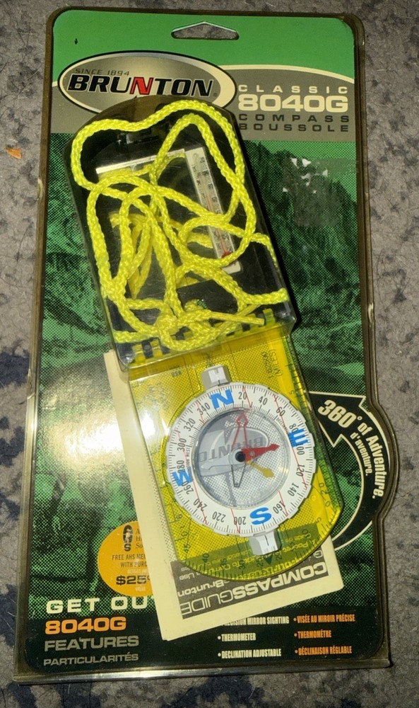 Brunton 8040G Mirrored Map Compass w/ Declination & Thermometer – NEW Vintage