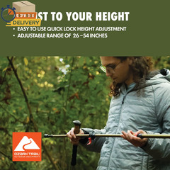 Brand Aluminum Adjustable Quick Lock Trekking Poles with Cork Grip, 2 Hiking