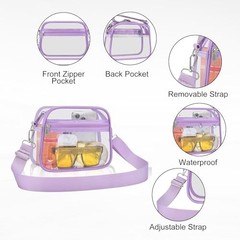 Clear Bag for Stadium Events Clear Sports Fan Handbags Large Light Purple