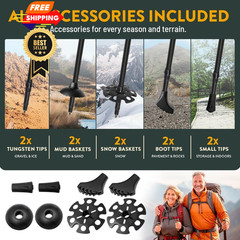 Premium Foldable Hiking 100-120 cm for Height: 5’9″ and smaller, Cork – Black