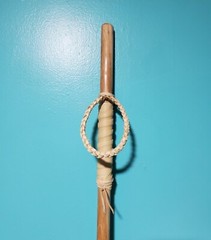 Hickory Hiking Staff With Leather Handle and Wrist Strap 1 in..