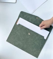 2 Pack PU Leather A4 File Folders Document Holder Waterproof Light Green