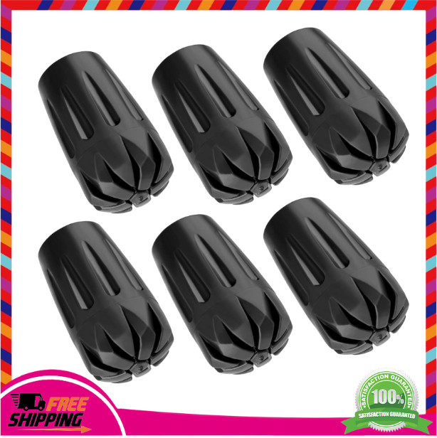 Universal Trekking Pole Tips 6 Pack – Shock Absorbing Rubber Caps 11mm